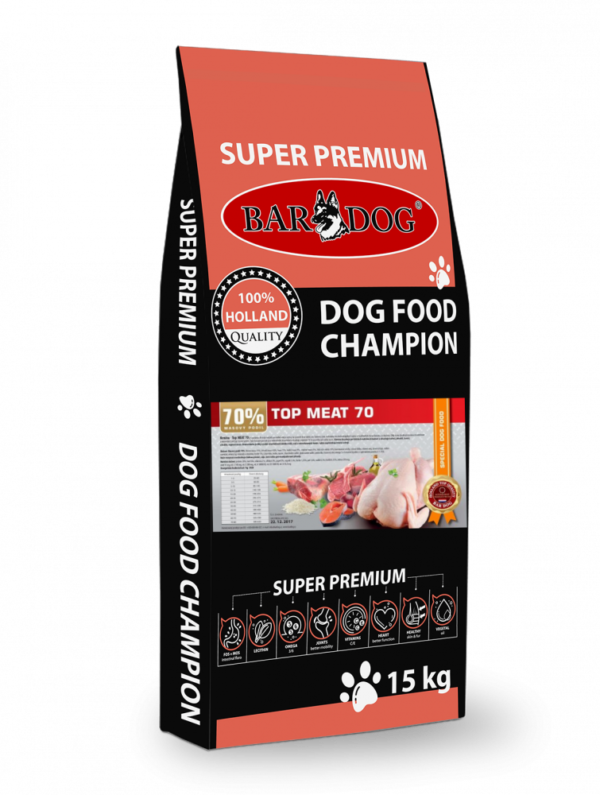 Bardog Lisované granule za studena Top Meat 70 15 kg