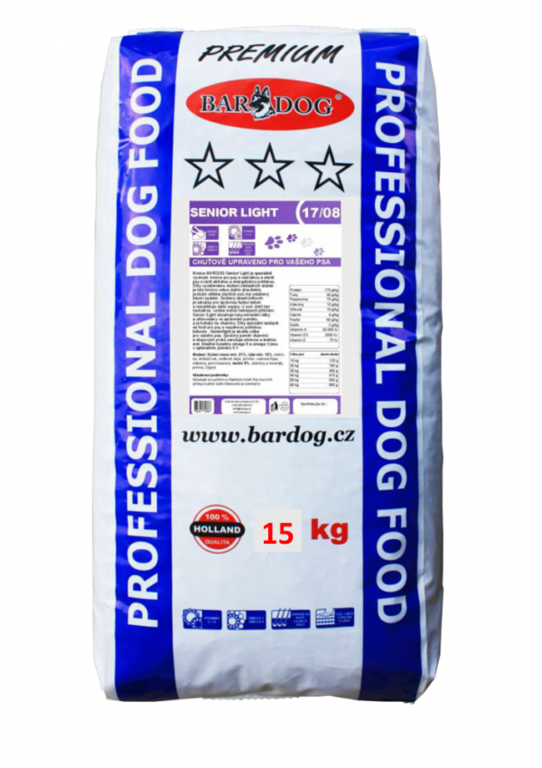 Bardog Prémiové granule Senior Light 17/08 15 kg